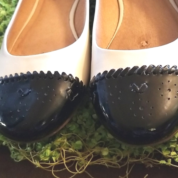 JACK ROGERS Neimans Black Patent Leather TOE BONE Upper Ballet FLATS Shoes 9 Euc - Picture 7 of 12